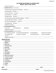 Form OP-140127C Oklahoma Department of Corrections Mental Health Unit Intake - Oklahoma, Page 4