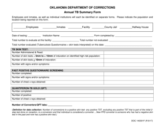 Document preview: Form OP-140301F Annual Tb Summary Form - Oklahoma