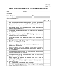 DOC Form OP-150330 Attachment C Annual Inspection Checklist of Lockout/Tagout Procedures - Oklahoma