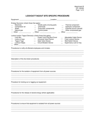 Document preview: DOC Form OP-150330 Attachment B Lockout/Tagout Site Specific Procedure - Oklahoma