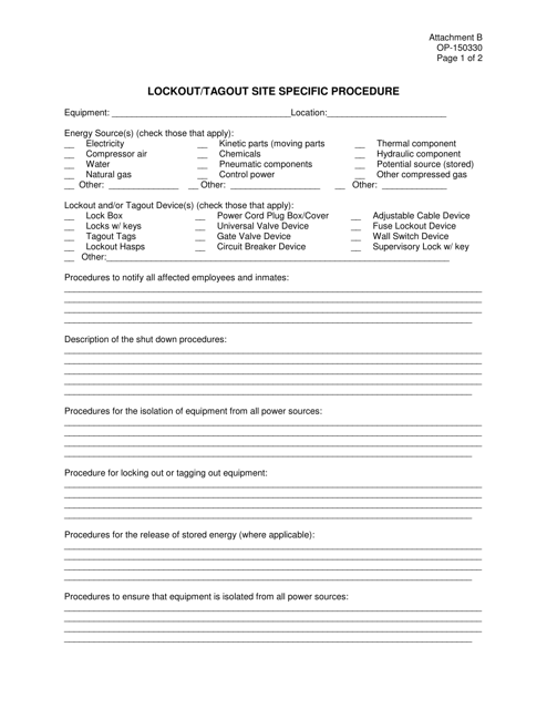 DOC Form OP-150330 Attachment B  Printable Pdf