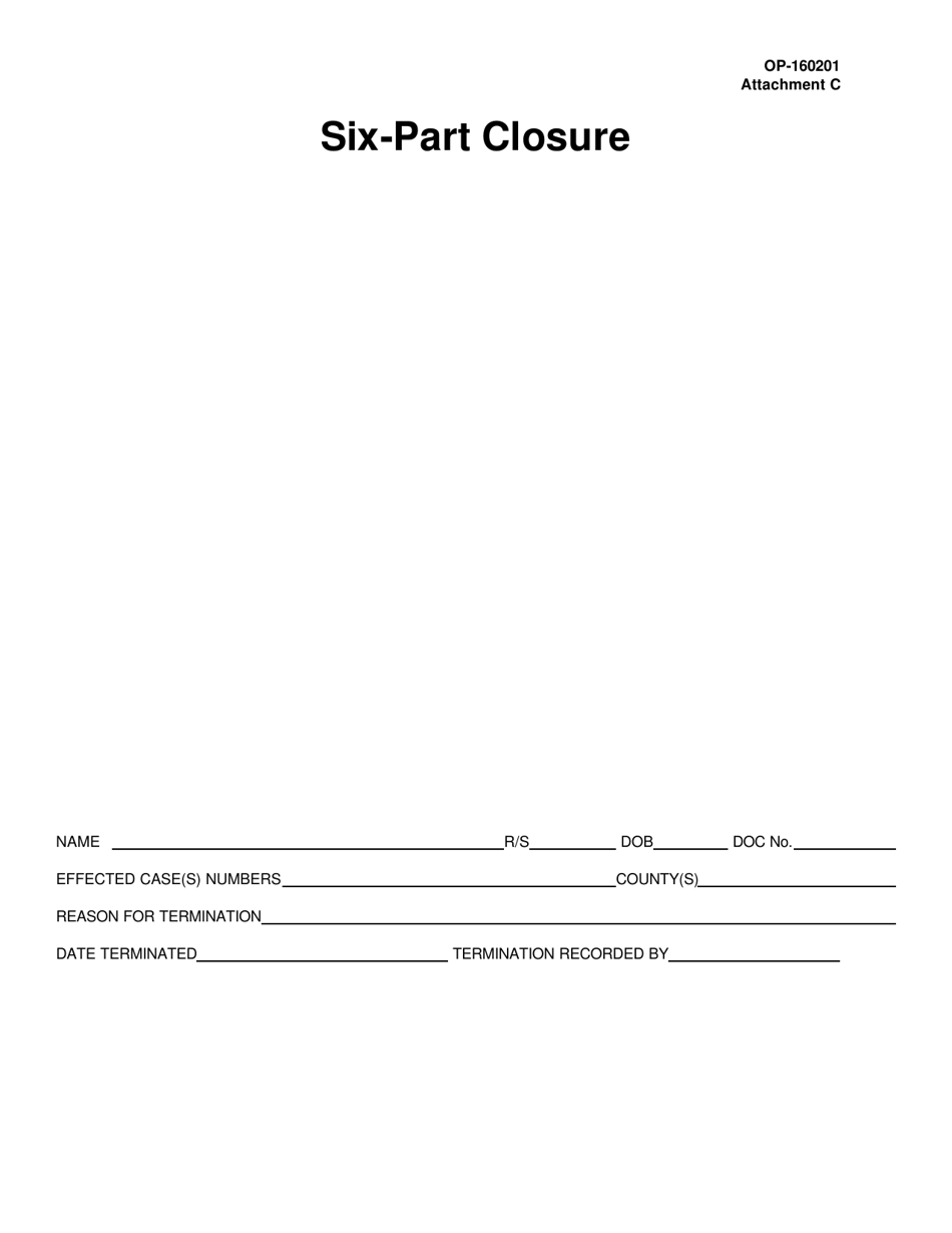DOC Form OP-160201 Attachment C Six-Part Closure - Oklahoma, Page 1