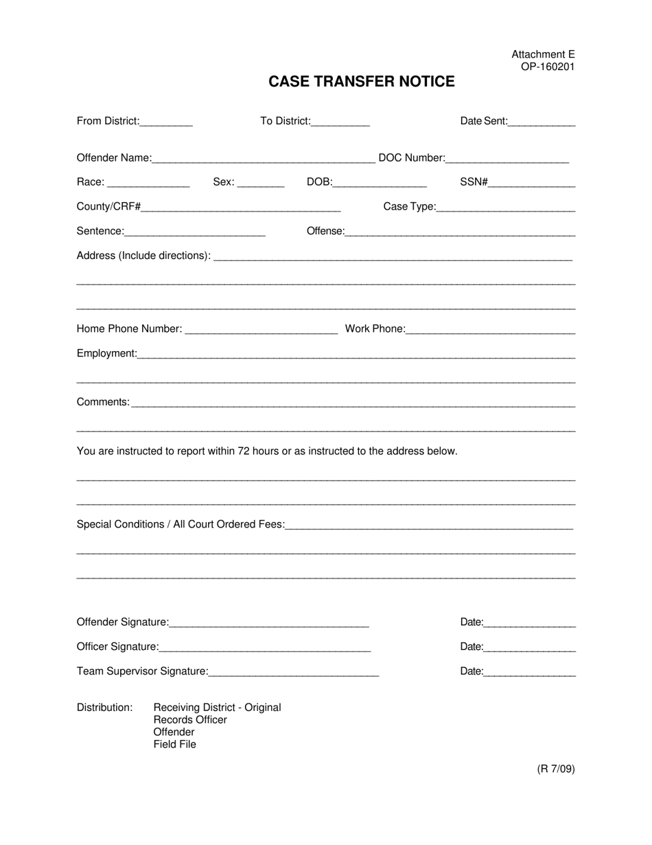 DOC Form OP-160201 Attachment E Case Transfer Notice - Oklahoma, Page 1