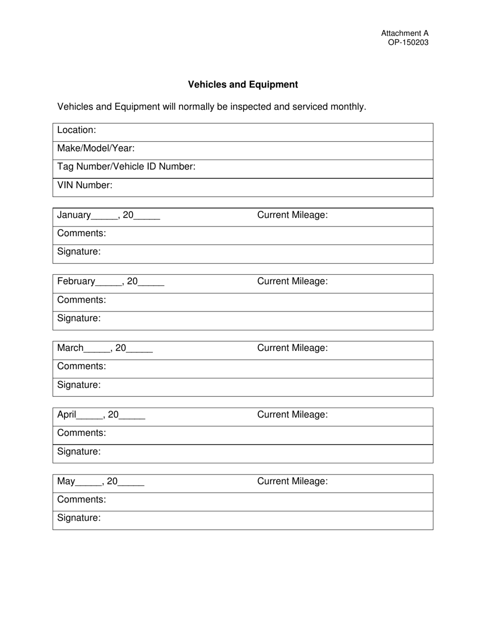 DOC Form OP-150203 Attachment A Preventive Maintenance Equipment List - Oklahoma, Page 18