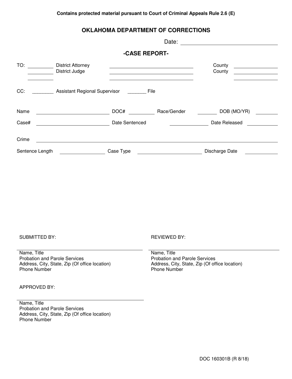 DOC Form OP-160301B Case Report - Oklahoma, Page 1