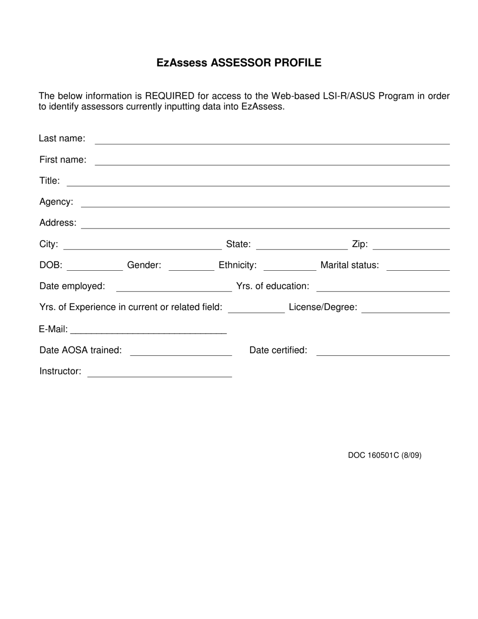 DOC Form OP-160501C Ezassess Assessor Profile - Oklahoma, Page 1