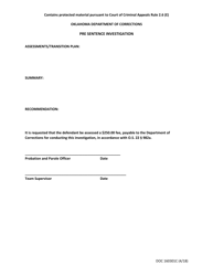 DOC Form OP-160301C Pre Sentence Investigation - Oklahoma, Page 4
