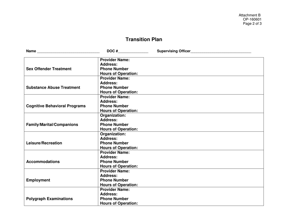 DOC Form OP-160601 Attachment B Transition Plan - Oklahoma, Page 2