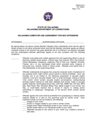 Document preview: DOC Form OP-160601 Attachment I Oklahoma Computer Use Agreement for Sex Offenders - Oklahoma