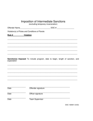 Document preview: DOC Form OP-160901I Imposition of Intermediate Sanctions (Excluding Temporary Incarceration) - Oklahoma