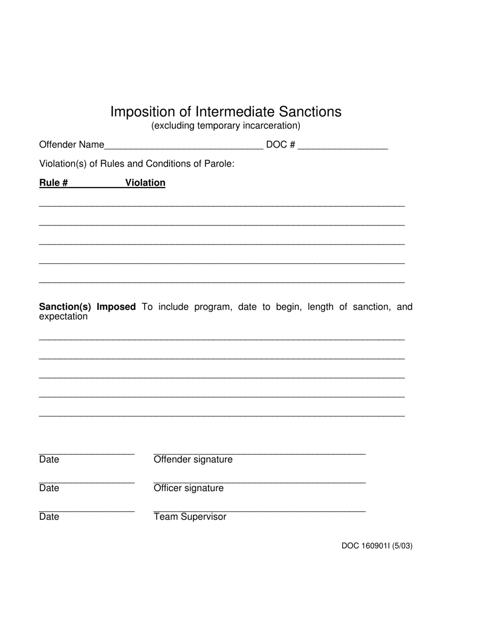 DOC Form OP-160901I Imposition of Intermediate Sanctions (Excluding Temporary Incarceration) - Oklahoma, Page 1