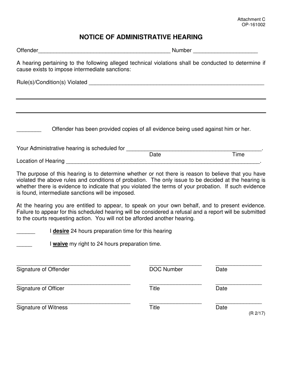 DOC Form OP-161002 Attachment C Notice of Administrative Hearing - Oklahoma, Page 1
