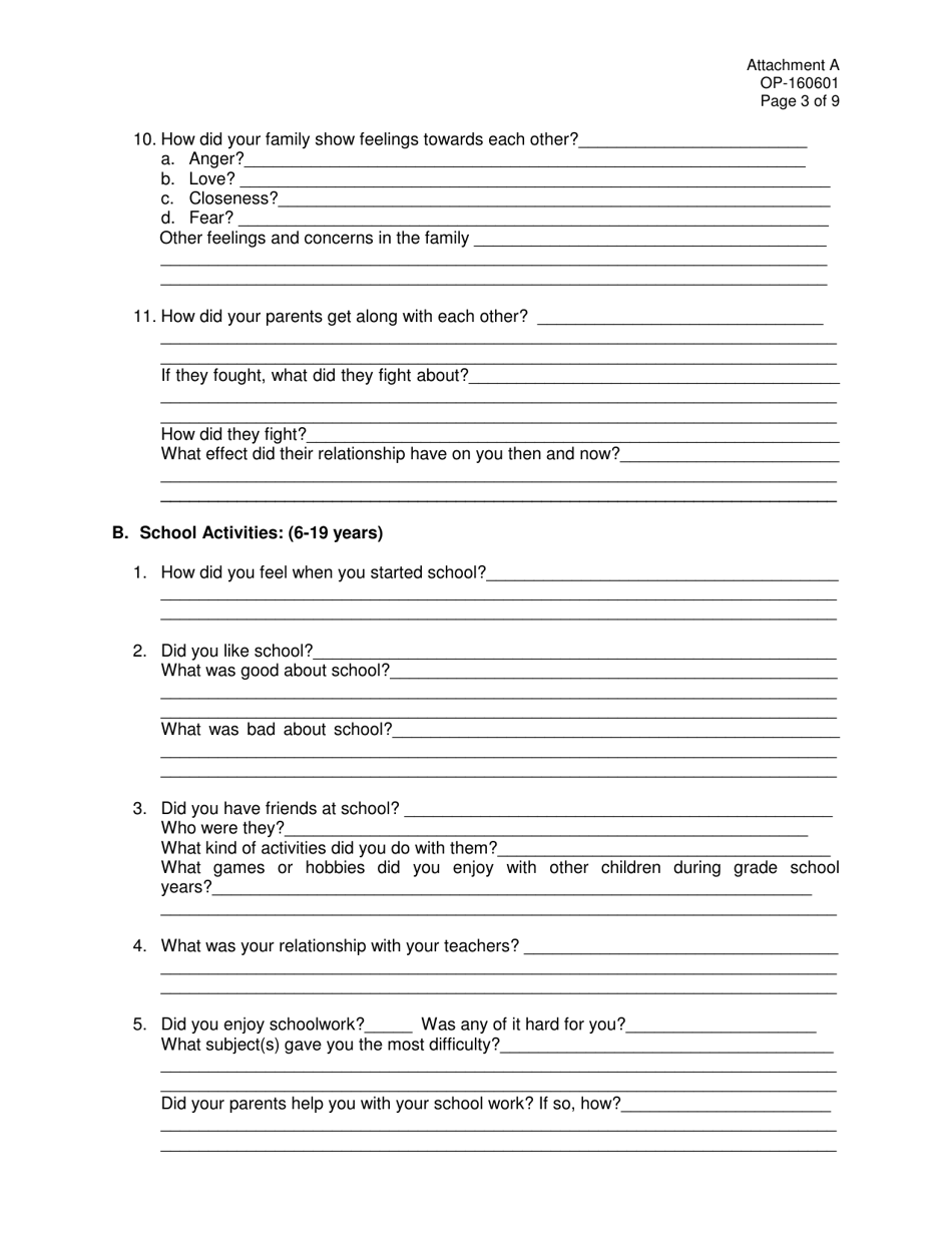 DOC Form OP-160601 Attachment A Sex Offender Autobiography - Oklahoma, Page 3