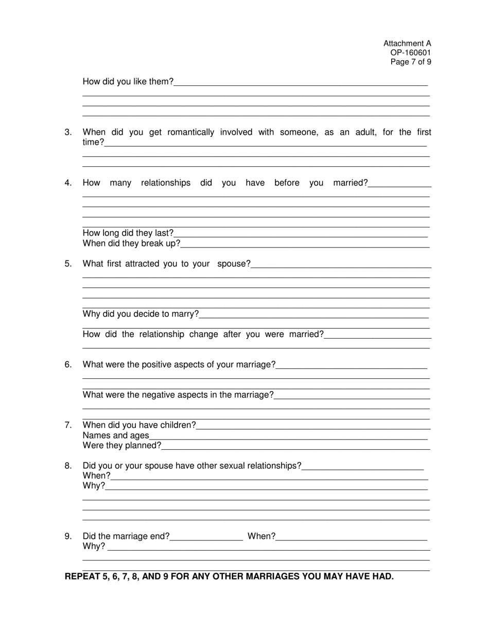 DOC Form OP-160601 Attachment A Sex Offender Autobiography - Oklahoma, Page 7