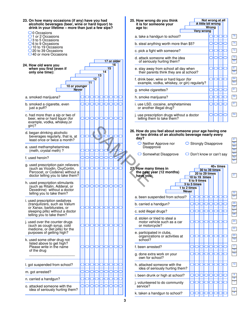 Prevention Needs Assessment Survey - Sample - Oklahoma, Page 3