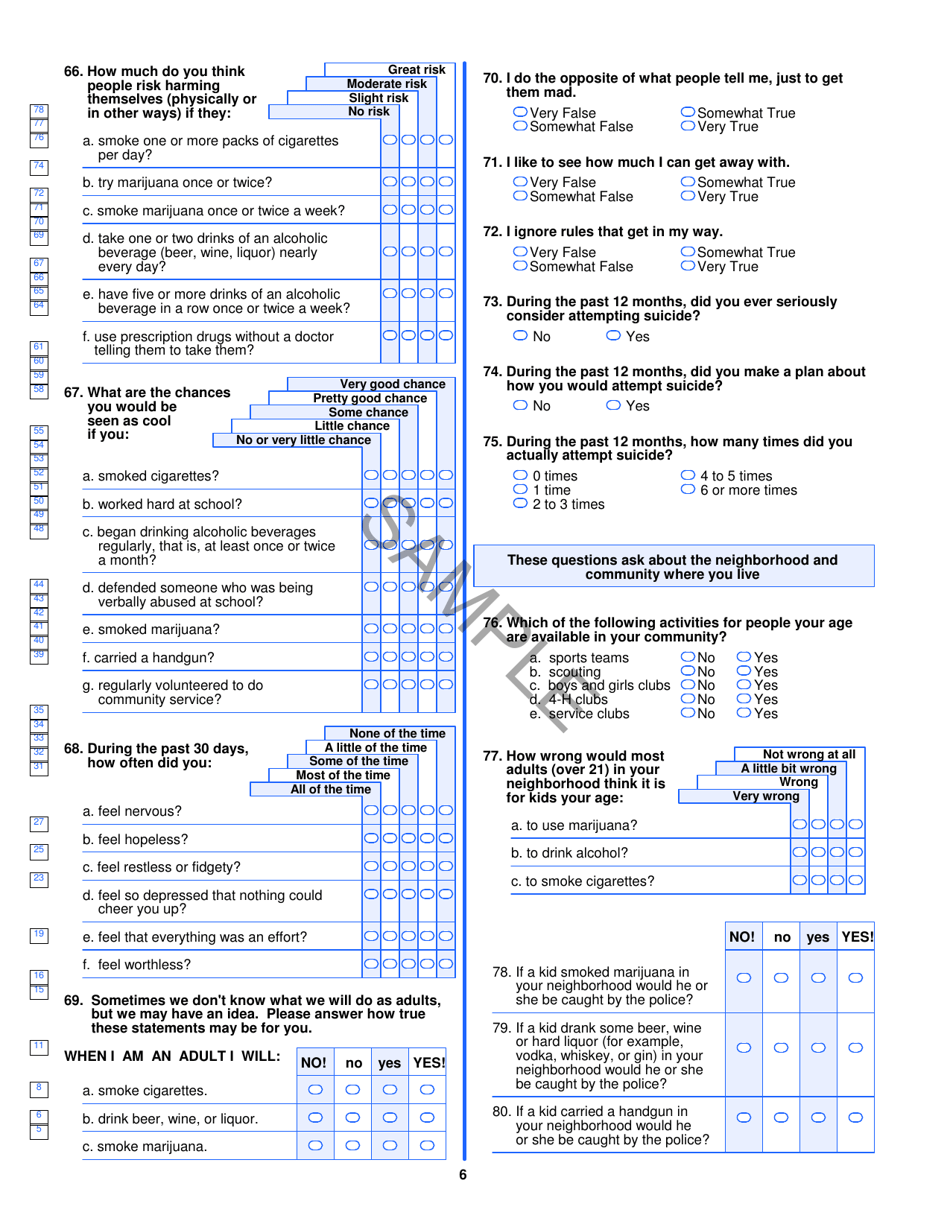Prevention Needs Assessment Survey - Sample - Oklahoma, Page 6