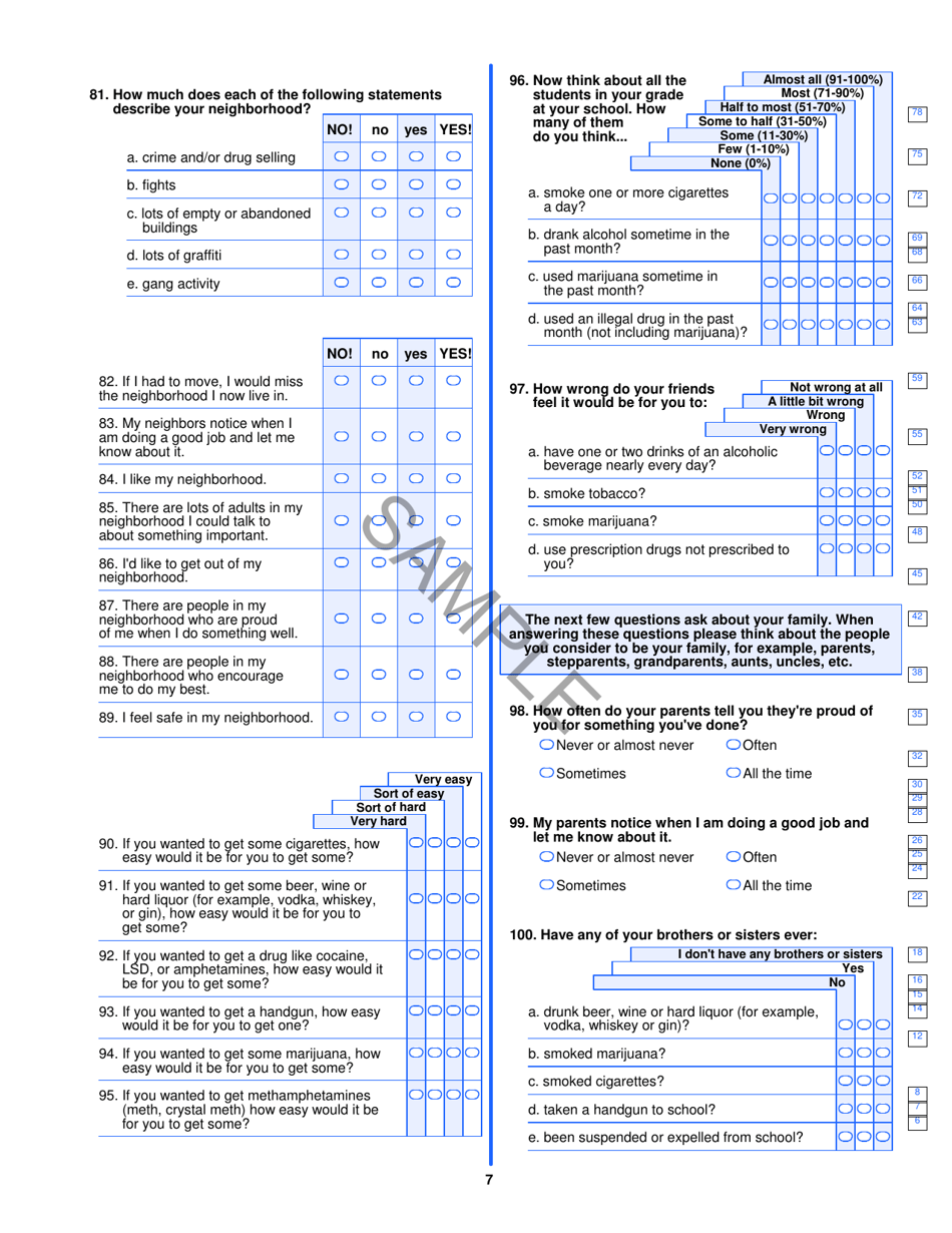 Prevention Needs Assessment Survey - Sample - Oklahoma, Page 7