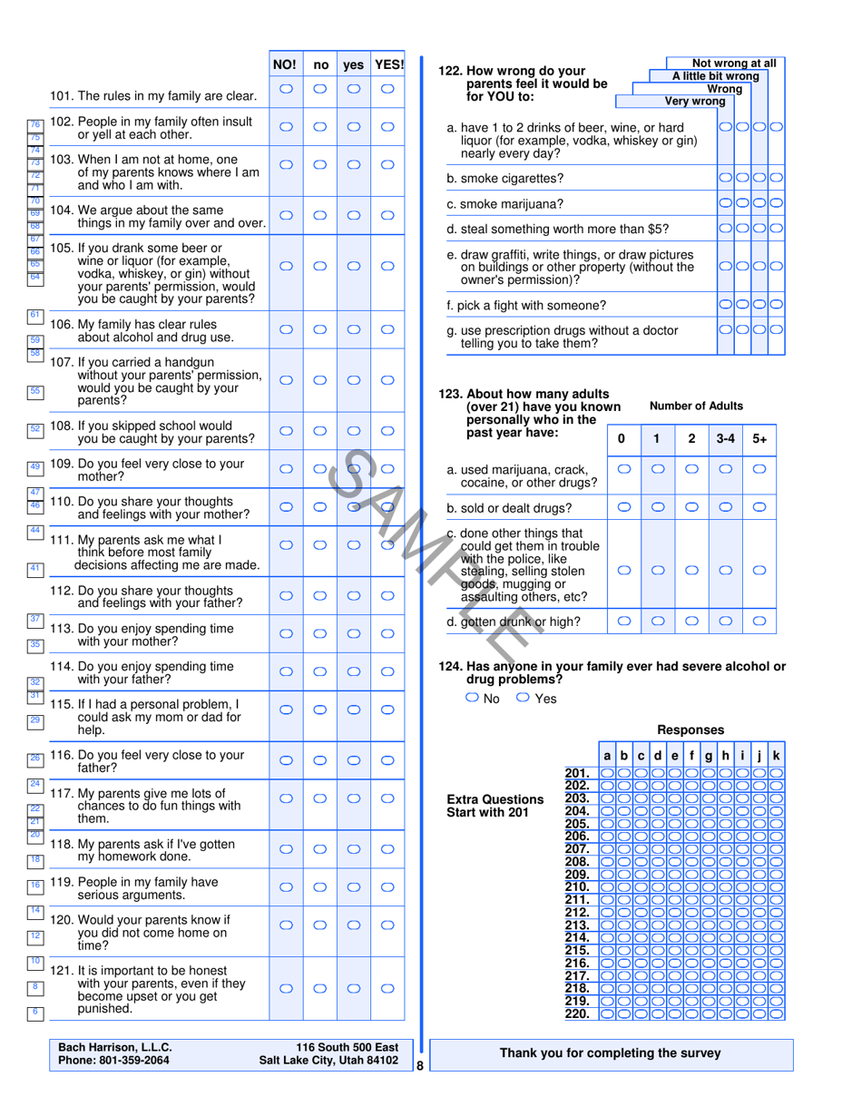 Prevention Needs Assessment Survey - Sample - Oklahoma, Page 8