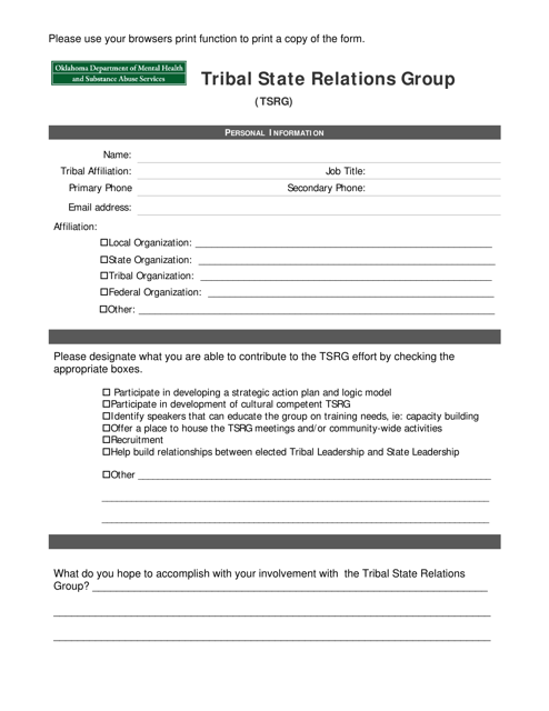 Tribal State Relations Group Registration Form - Oklahoma