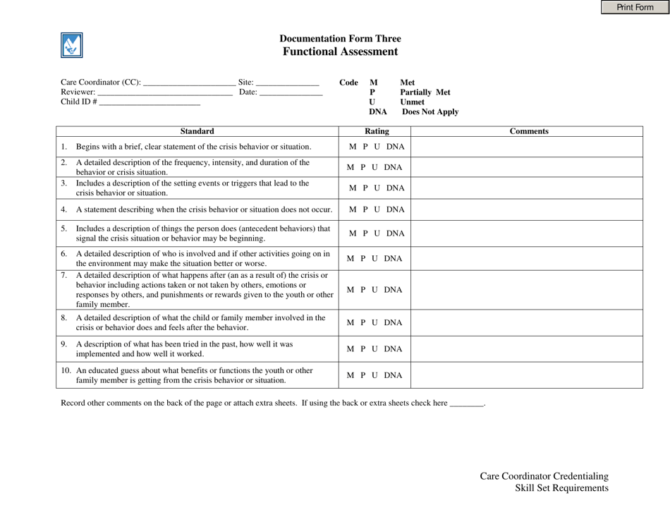 Functional Assessment - Oklahoma, Page 1