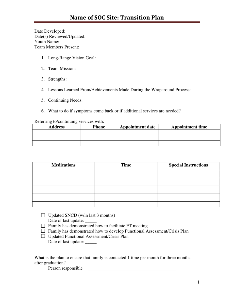 Oklahoma Soc Transition Plan Form - Fill Out, Sign Online and Download ...