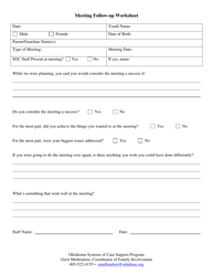 Document preview: Meeting Follow-Up Worksheet - Oklahoma