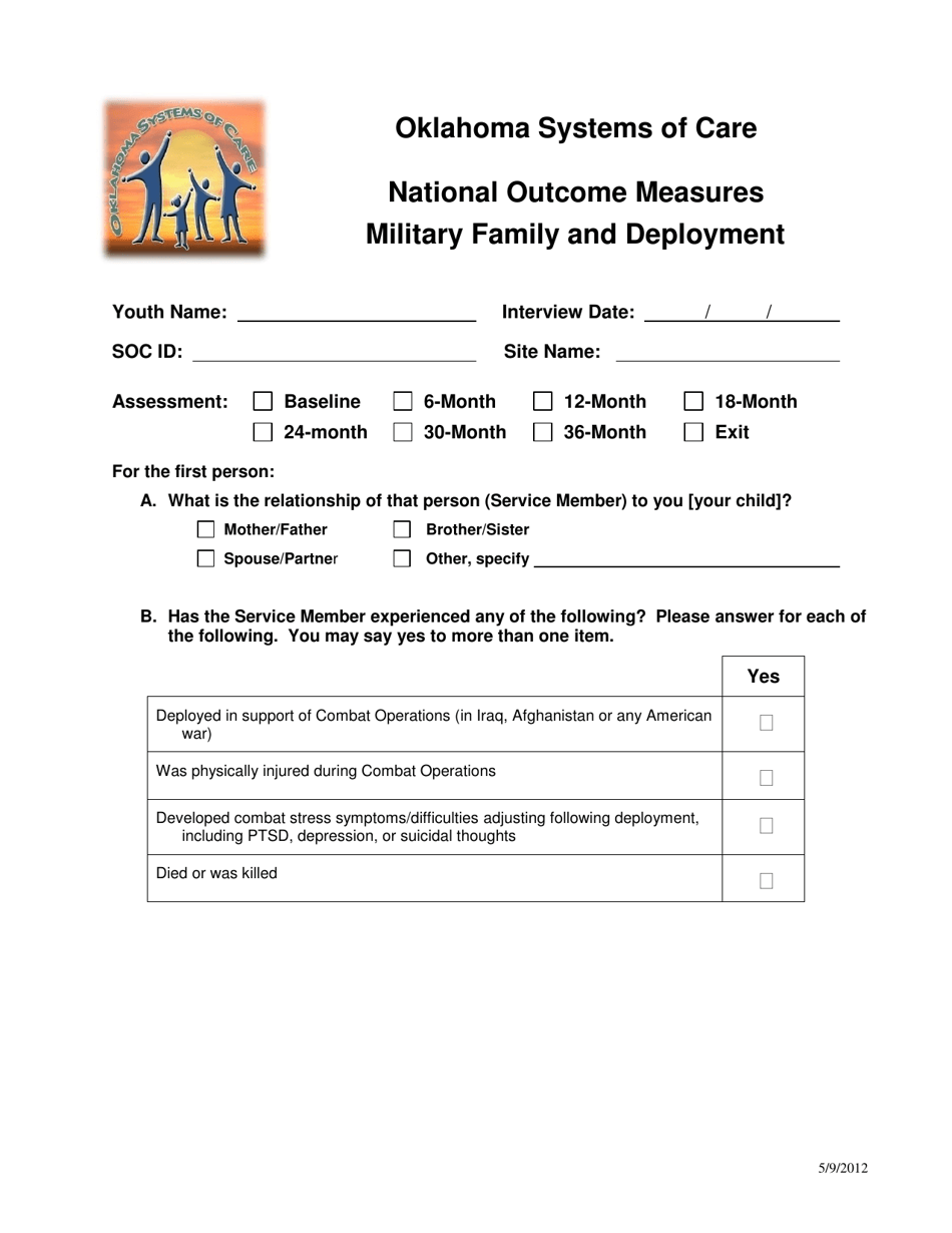 National Outcome Measures Military Family and Deployment - Oklahoma, Page 1