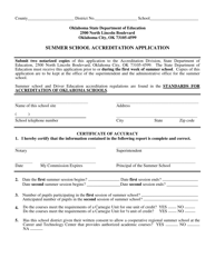 &quot;Summer School Accreditation Application Form&quot; - Oklahoma
