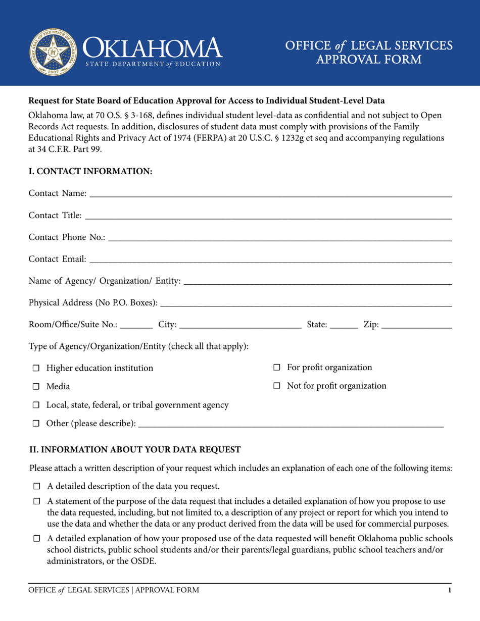 Approval Form - Oklahoma, Page 1