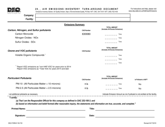 DEQ Form 100-730 &quot;Air Emissions Inventory Turn-Around Document - Certification&quot; - Oklahoma