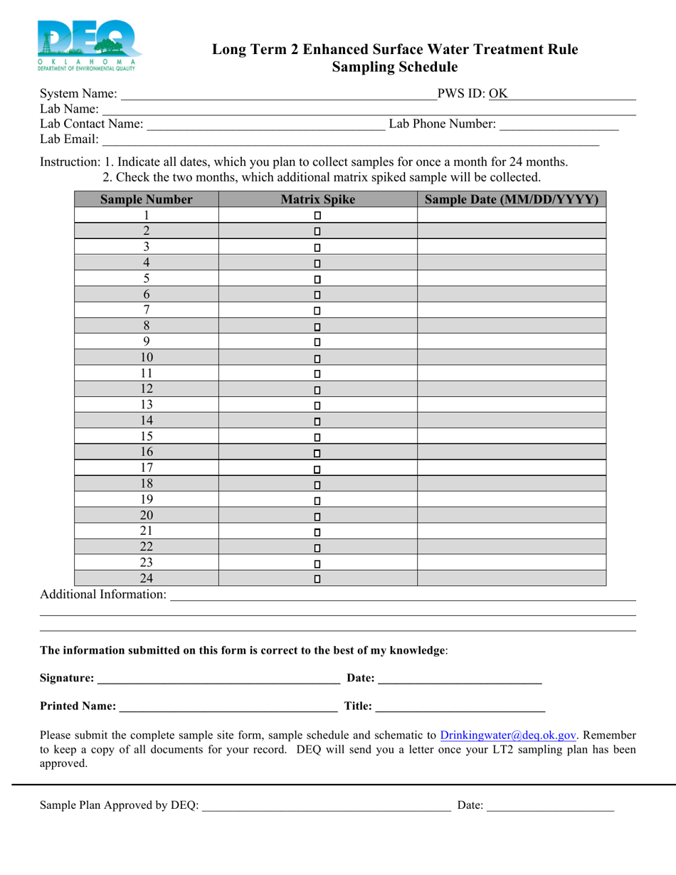 Long Term 2 Enhanced Surface Water Treatment Rule Sampling Sites - Greater Than 10,000 - Oklahoma, Page 2