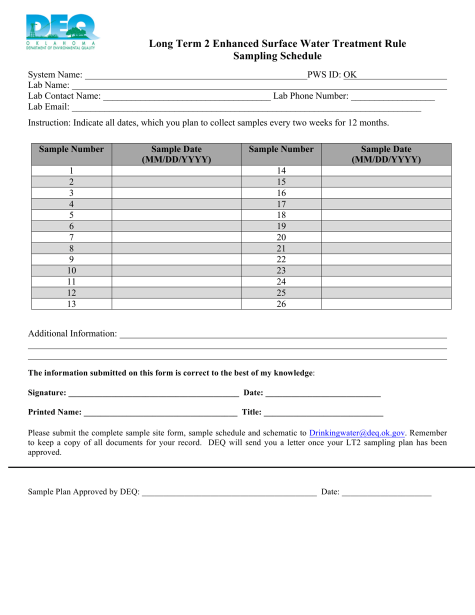 Long Term 2 Enhanced Surface Water Treatment Rule Sampling Sites - Less Than 10,000 - Oklahoma, Page 2