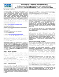 DEQ Form 606-0028 Notice of Intent (Noi) for Stormwater Discharges Associated With Industrial Activity Under the Opdes Multi-Sector General Permit Okr05 - Oklahoma, Page 3