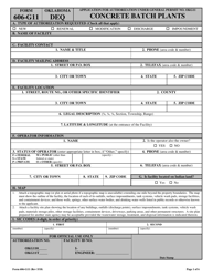 DEQ Form 606-G11 Application for Authorization Under General Permit No. Okg11 Concrete Batch Plants - Oklahoma
