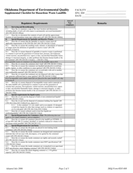 DEQ Form 205-008 Supplemental Checklist for Hazardous Waste Landfills - Oklahoma, Page 2