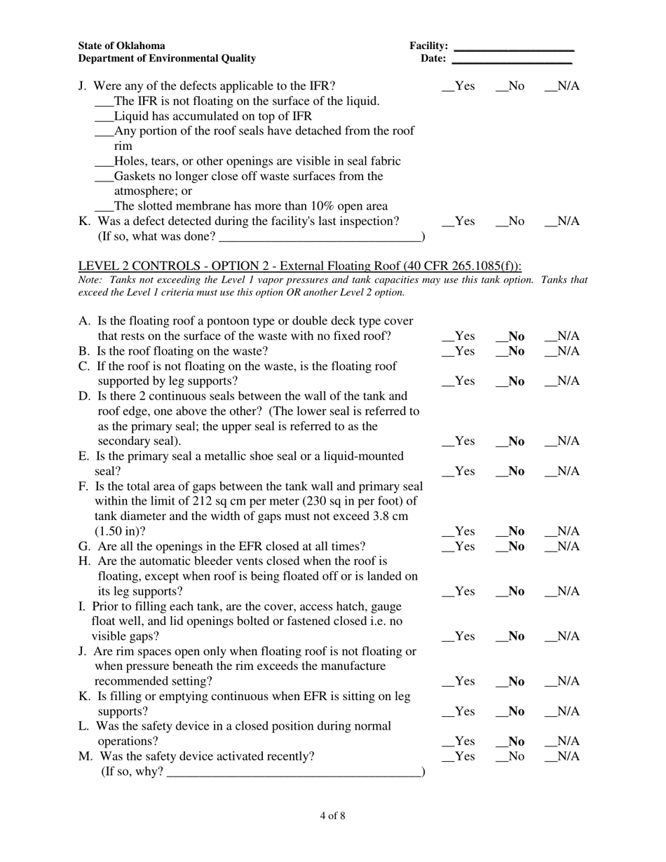 Oklahoma Air Emissions Checklist - Subpart Cc - Large Quantity ...