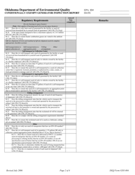 DEQ Form 205-004 Conditionally Exempt Generator Inspection Report - Oklahoma, Page 2