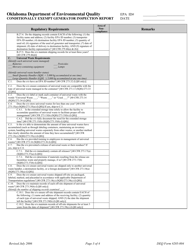 DEQ Form 205-004 Conditionally Exempt Generator Inspection Report - Oklahoma, Page 3