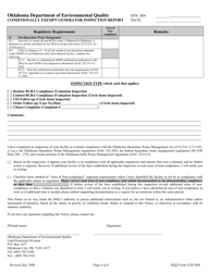 DEQ Form 205-004 Conditionally Exempt Generator Inspection Report - Oklahoma, Page 4