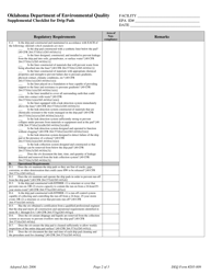 DEQ Form 205-009 Supplemental Checklist for Drip Pads - Oklahoma, Page 2
