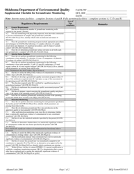 Document preview: DEQ Form 205-011 Supplemental Checklist for Groundwater Monitoring - Oklahoma