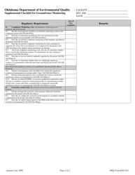 DEQ Form 205-011 Supplemental Checklist for Groundwater Monitoring - Oklahoma, Page 2