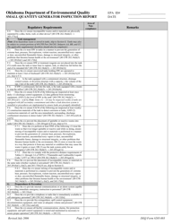 DEQ Form 205-003 Small Quantity Generator Inspection Report - Oklahoma, Page 3