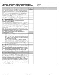 DEQ Form 205-003 Small Quantity Generator Inspection Report - Oklahoma, Page 4