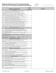 DEQ Form 205-003 Small Quantity Generator Inspection Report - Oklahoma, Page 6