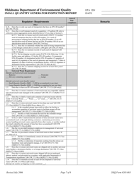 DEQ Form 205-003 Small Quantity Generator Inspection Report - Oklahoma, Page 7