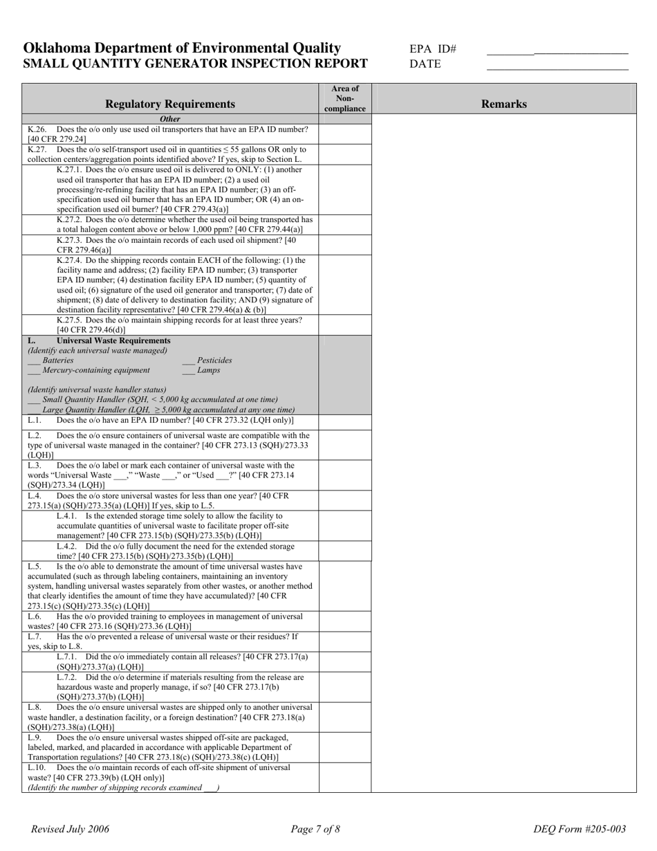 DEQ Form 205-003 - Fill Out, Sign Online and Download Printable PDF ...