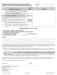 DEQ Form 205-003 Small Quantity Generator Inspection Report - Oklahoma, Page 8