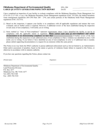 DEQ Form 205-002 Large Quantity Generator Inspection Report - Oklahoma, Page 10