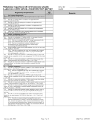 DEQ Form 205-002 Large Quantity Generator Inspection Report - Oklahoma, Page 2